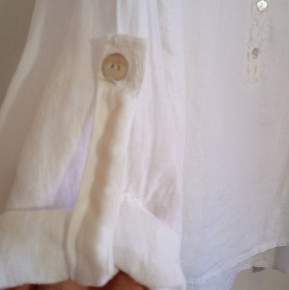 Viola Borghi white linen and lace top women's size small - Picture 5 of 7